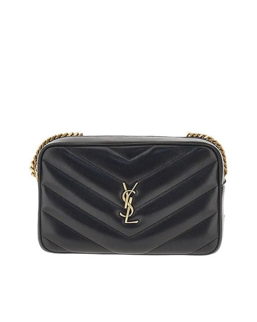 Saint Laurent Black 'Loulou' Matelassé Nappa Leather Camera Bag