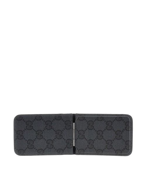 Gucci Black Gg Supreme Magnetic Card Holder for men