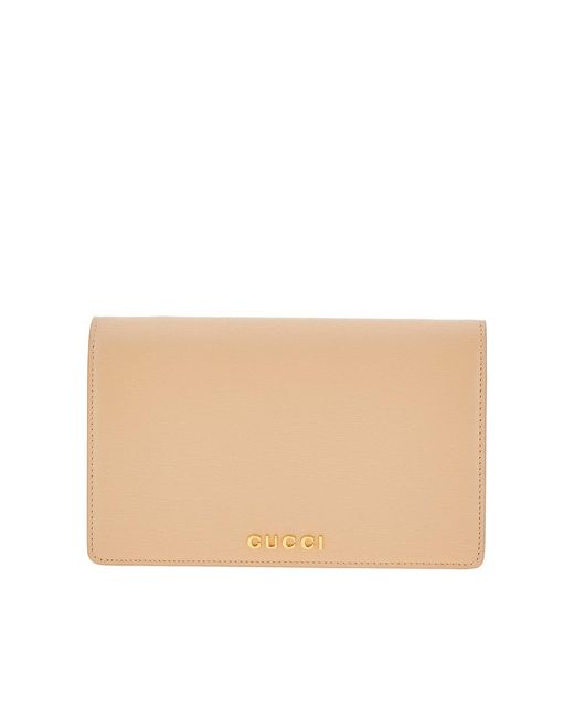 Gucci Natural Leather Clutch With Chain Strap