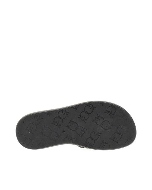 Pinko Black 'Love Birds' Nappa Leather Slides