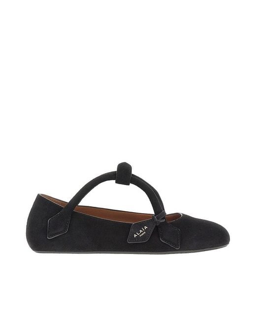 Alaïa Black Suede Leather 'Le Teckel' Ballerina Flats