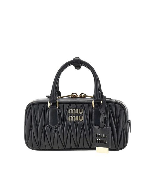 Miu Miu Black Matelassé Nappa Leather Small 'Arcadie' Bag