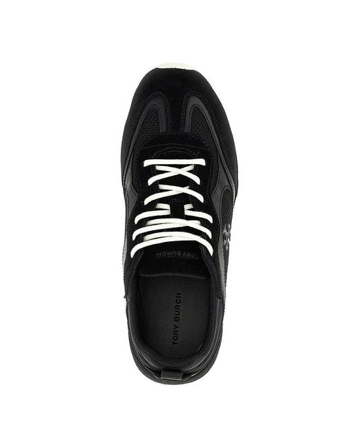 Tory Burch Black 'Field' Mesh And Leather Sneakers
