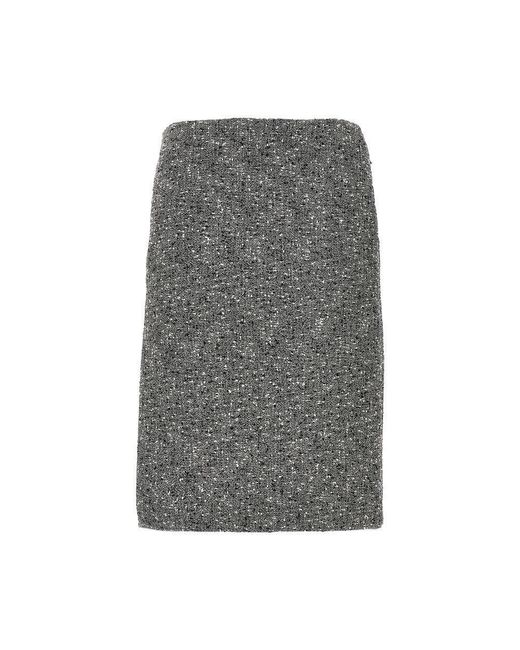 Gucci Gray Seeded Wool Knee-Length Skirt