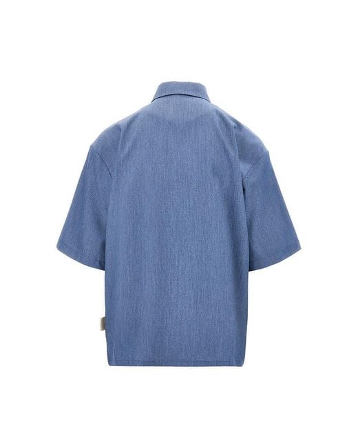 C.9.3 Blue Viscose-Blend Boxy Fit Shirt for men