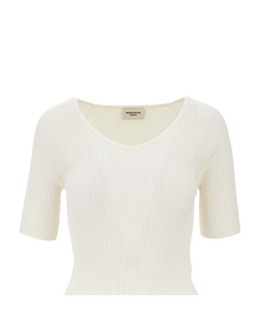 Weekend by Maxmara White Viscose-Blend Knitted Top