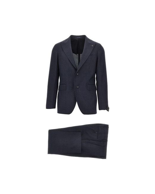 Tagliatore Blue Virgin Wool Tailored Suit for men