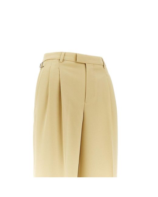 AMI Yellow Wool Tricotine Wide Leg Pants