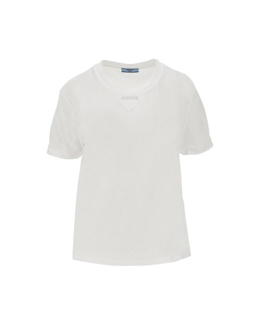 T-Shirt Con Orli Modellabili Donna di Prada in White