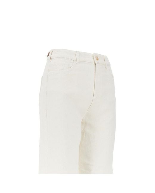 Emporio Armani White 'J33' Wide Cropped Leg Jeans