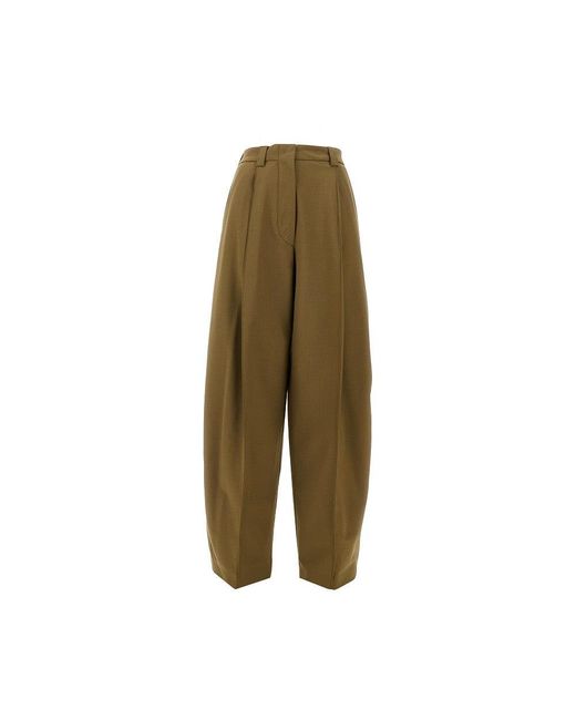 THE LATEST Green Gabardine Tapered Pants With Dart