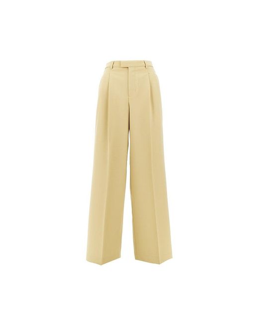 AMI Yellow Wool Tricotine Wide Leg Pants