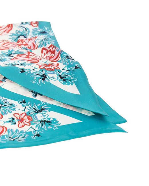 Pinko Blue Viscose And Silk Triangular Scarf