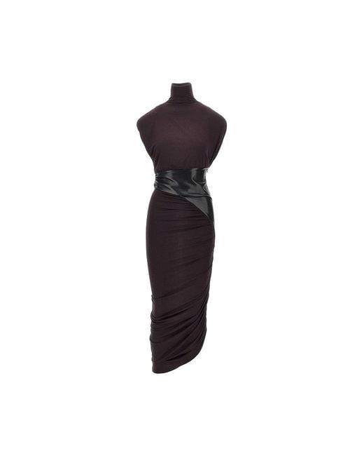 ANDAMANE Purple Stretch Viscose Long Dress