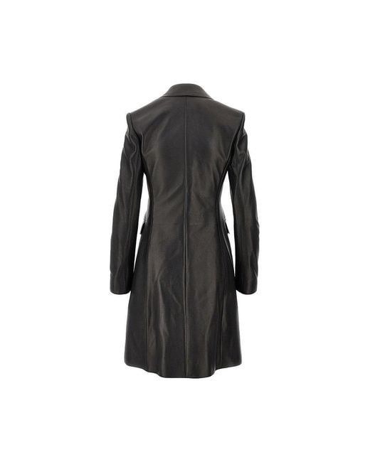 Gucci Black Nappa Leather Single-Breasted Coat
