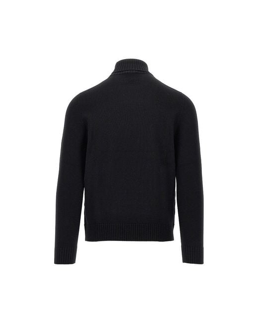 Drumohr Black Merino Wool Knitted Turtleneck for men