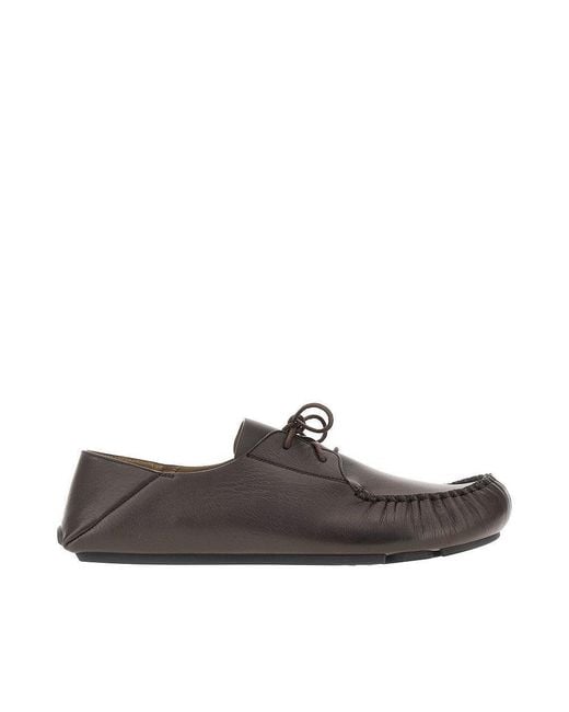 Loewe Brown 'Rambla' Leather Boat Shoes for men