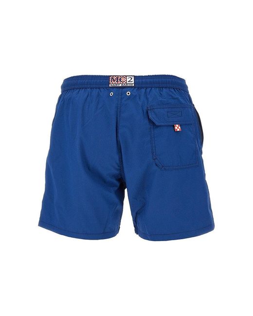 Mc2 Saint Barth Blue Seersucker Swim Shorts for men