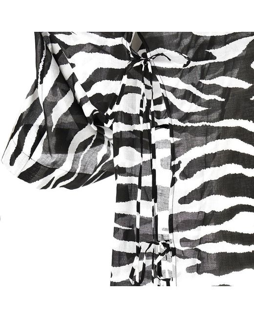 The Attico Black Zebra-Striped Muslin Long Kaftan