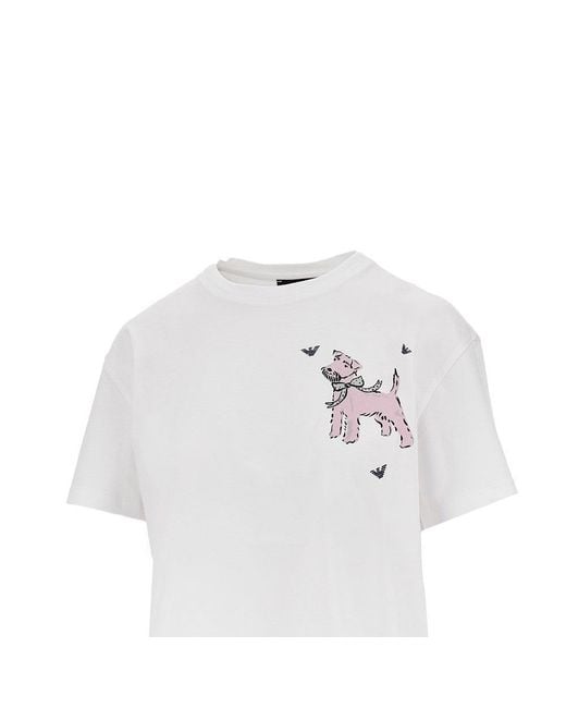 Emporio Armani White Jersey T-Shirt With Print
