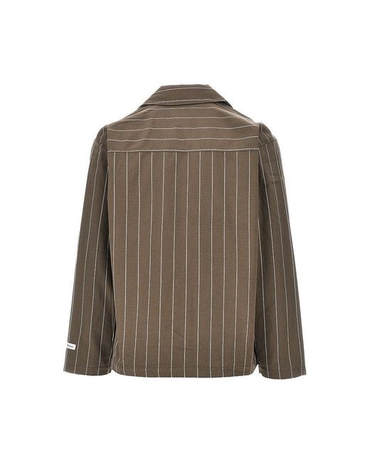 Obey Green 'Locus' Pinstriped Cotton Jacket for men
