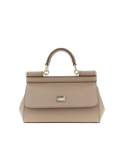 Dolce & Gabbana Natural Dauphine Leather Small 'Sicily' Bag
