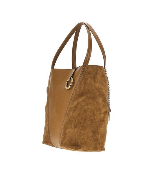 Chloé Brown Medium 'Chloé Spin' Leather Tote Bag
