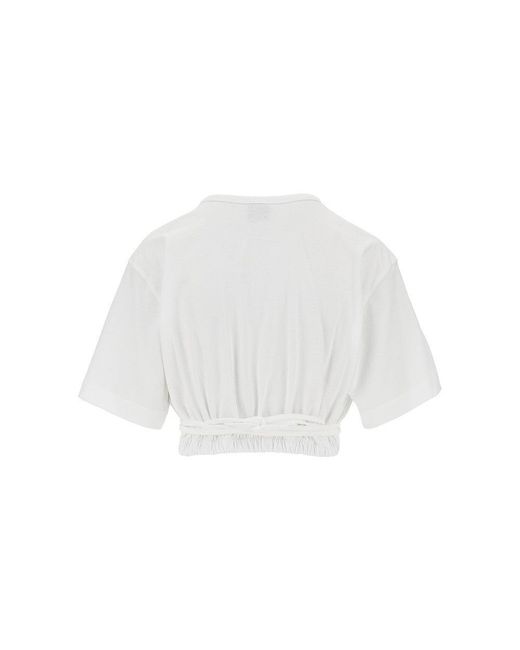 Pinko White Cropped T-Shirt With Texan Details