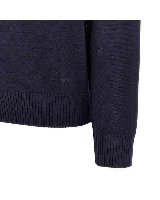 Emporio Armani Blue Virgin Wool Crewneck Sweater for men