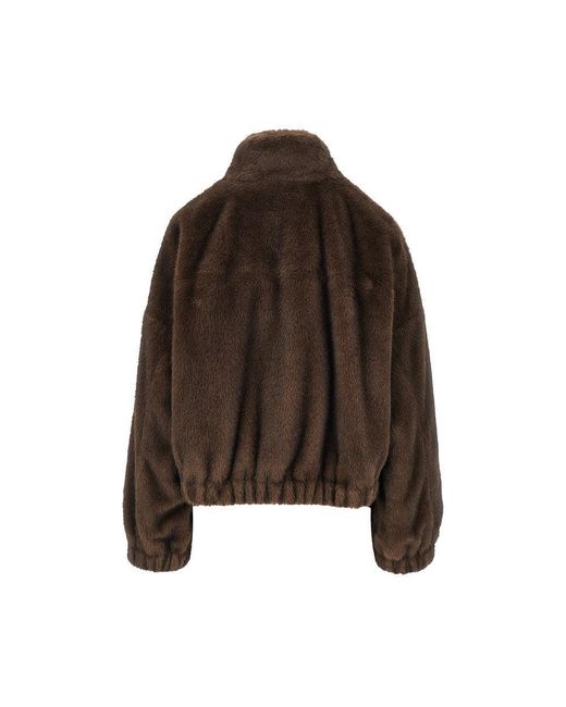 Weekend by Maxmara Brown Faux Fur Bomber Jacket