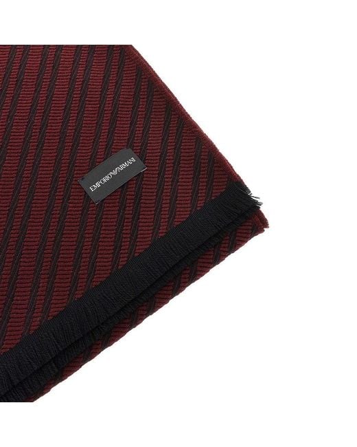 Emporio Armani Purple Jacquard Wool Scarf for men
