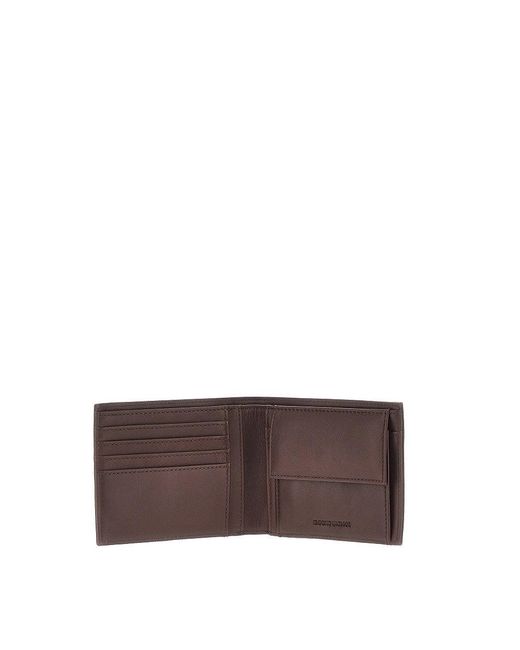 Emporio Armani Brown Leather Bi-Fold Wallet for men