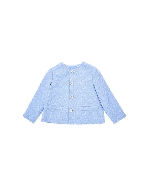 Gucci Blue Gg Shadow Jacquard Cotton Jacket Kids for men