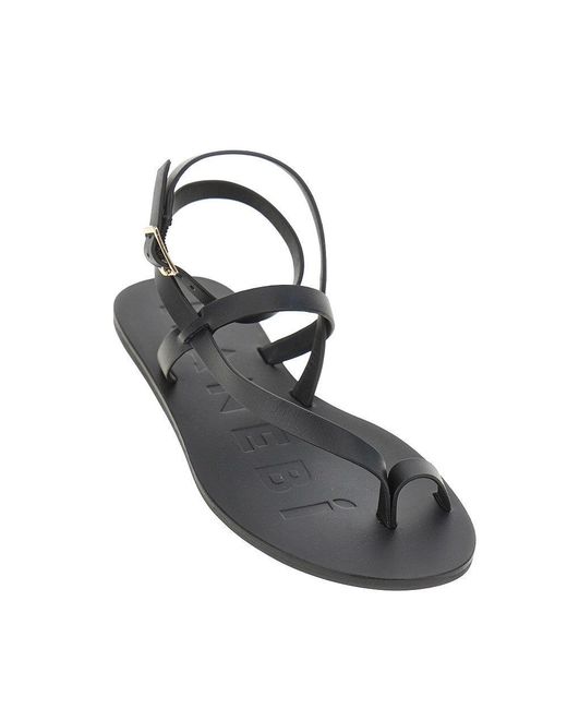 Manebí Black Leather Thong Sandals