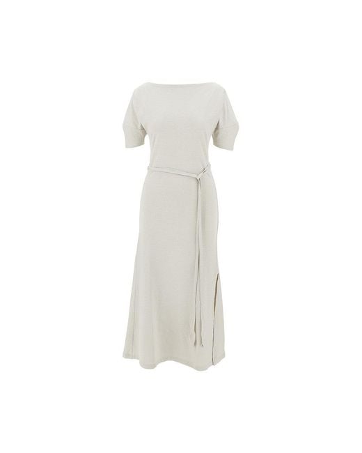 Lemaire White Off-The-Shoulder Jersey Midi Dress