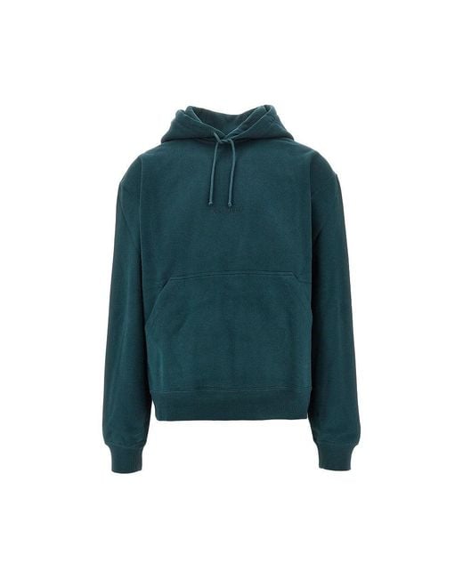 Saint Laurent Green Hoodie With Logo Embroidery for men