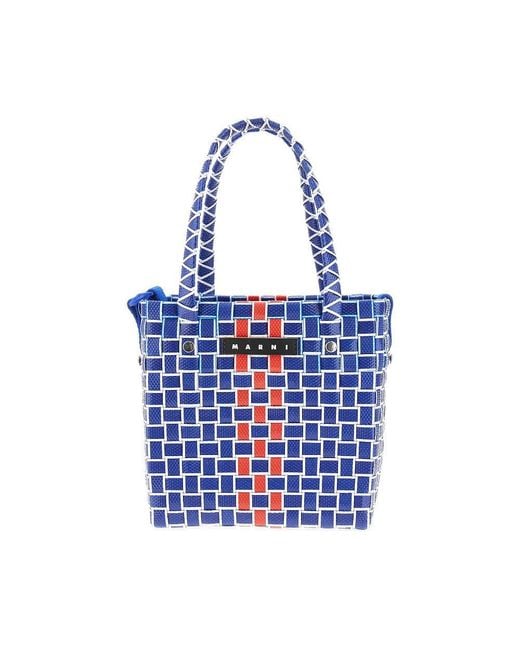 Marni Blue Woven Mini Basket Bag Kids