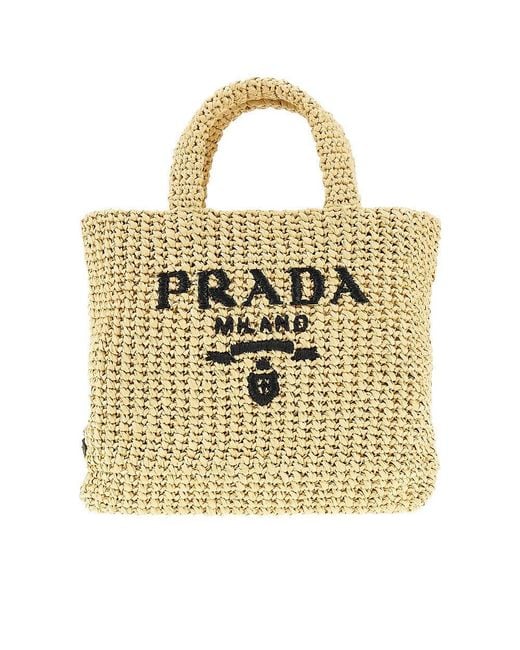 Prada Metallic Woven Raffia Tote Bag Bag