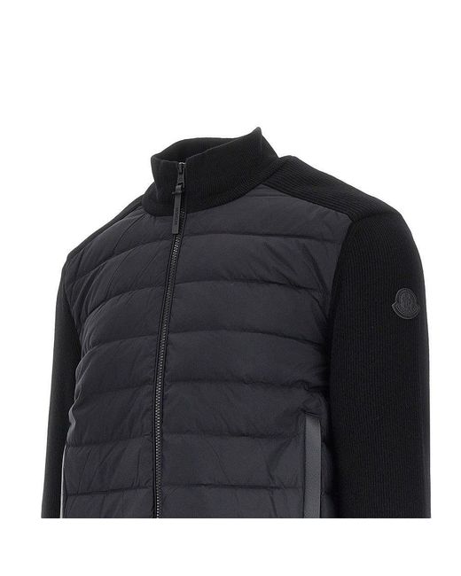 Moncler Black Nylon And Wool-Blend Cardigan for men