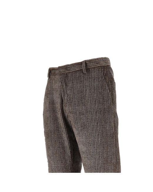 Emporio Armani Gray Corduroy Pants With Herringbone Print for men