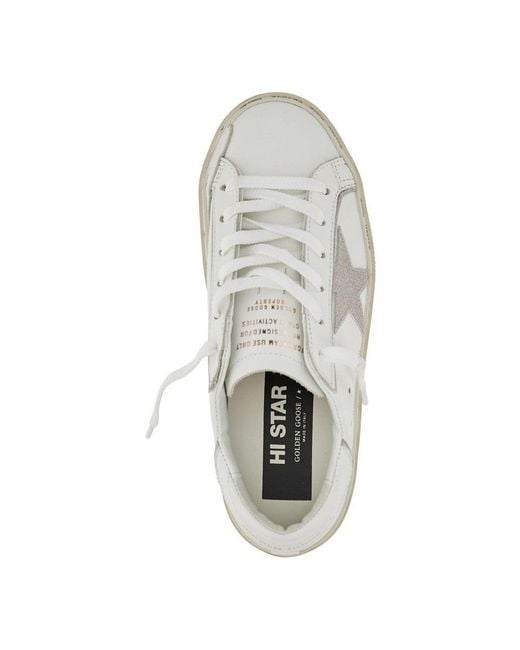 Golden Goose Deluxe Brand White Leather Hi Star Sneakers