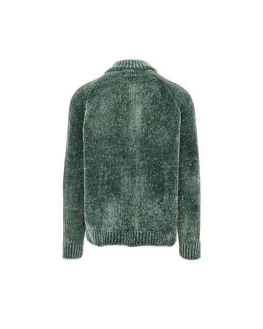 Obey Green Chenille Cardigan With Logo Embroidery for men