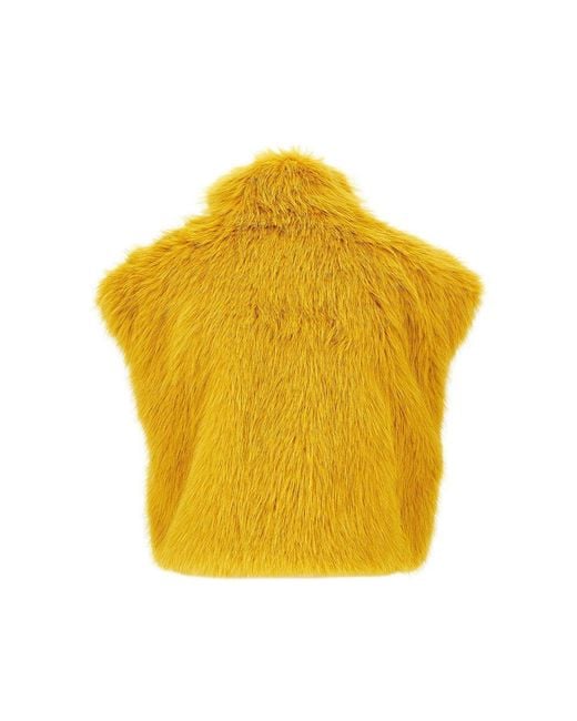 Pinko Yellow Faux Fur Vest