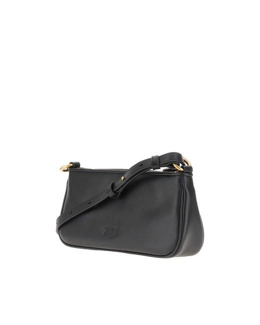 Pinko Black Leather Mini Baguette Bag