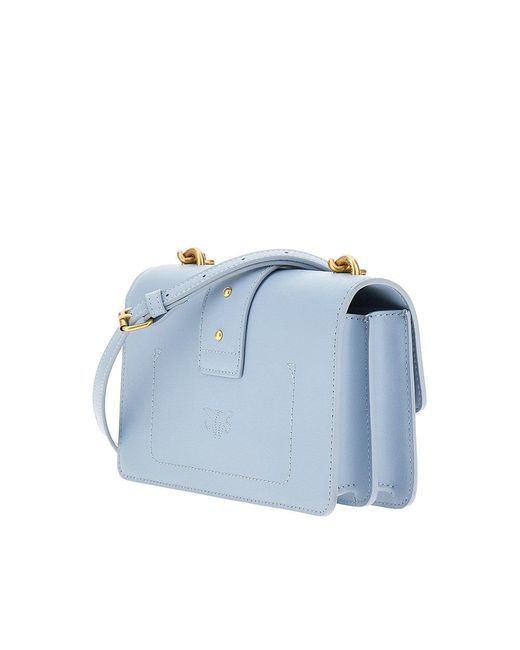 Pinko Blue Leather Mini Flap Shoulder Bag