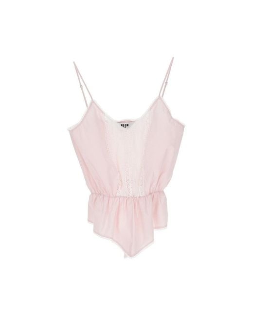 MSGM Pink Poplin Lingerie Top