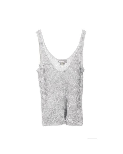 Pinko Gray Metallized Yarn Tank Top