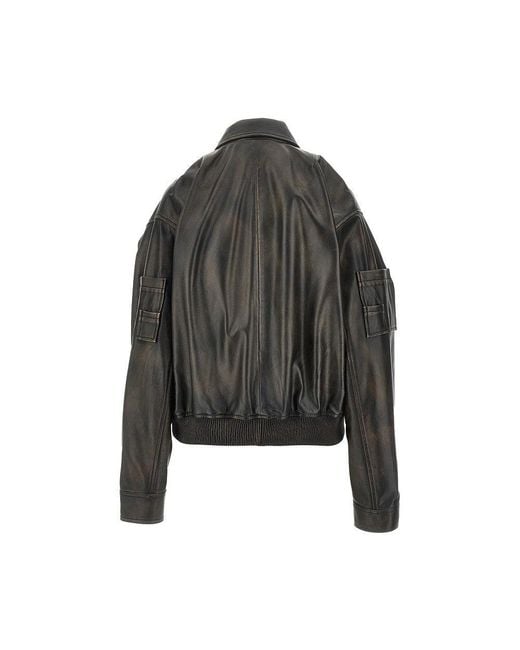 S.W.O.R.D Black Nappa Leather Oversized Bomber Jacket