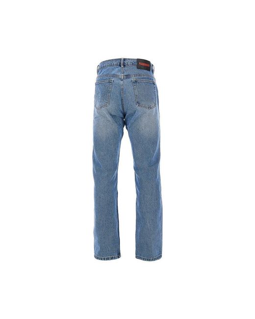 Pleasures Blue 'Rotten' Jeans With Skull Embroidery for men
