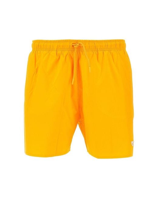 Emporio Armani Yellow Eagle Patch Swimshorts for men